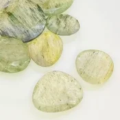 112.2 Carat Green Rutile 16-26mm Rose Cut Irregular Shape AA Grade Gemstones Parcel - Total 14 Pcs.