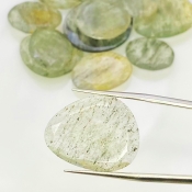 112.2 Carat Green Rutile 16-26mm Rose Cut Irregular Shape AA Grade Gemstones Parcel - Total 14 Pcs.