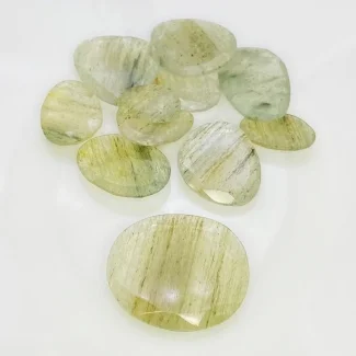 100.95 Carat Green Rutile 14-27mm Rose Cut Irregular Shape AA Grade Gemstones Parcel - Total 11 Pcs.