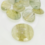 100.95 Carat Green Rutile 14-27mm Rose Cut Irregular Shape AA Grade Gemstones Parcel - Total 11 Pcs.