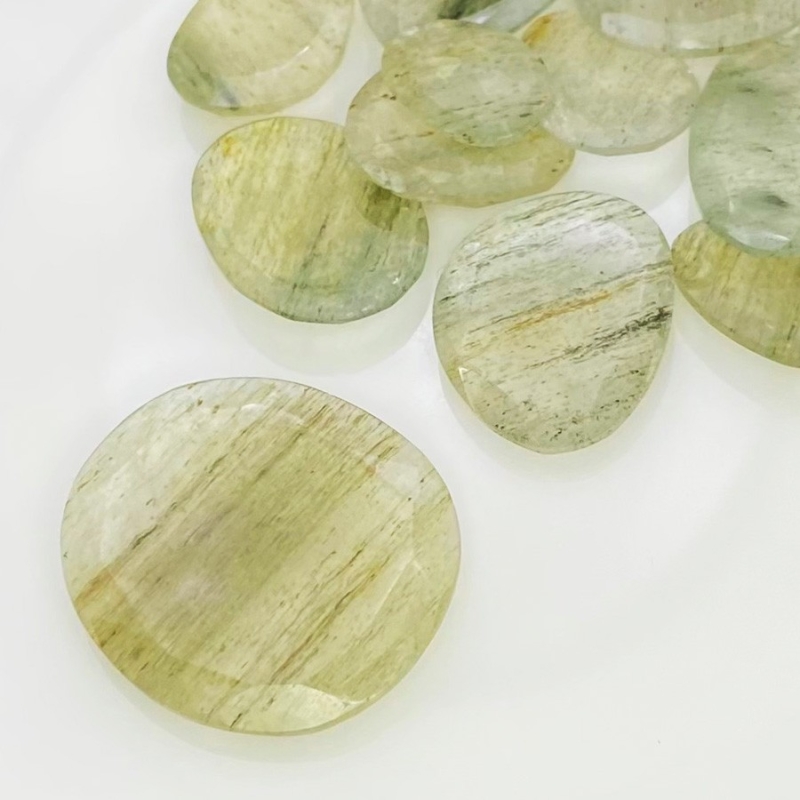 100.95 Carat Green Rutile 14-27mm Rose Cut Irregular Shape AA Grade Gemstones Parcel - Total 11 Pcs.