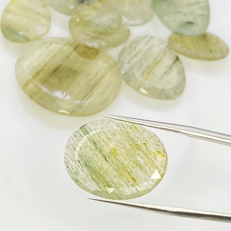 100.95 Carat Green Rutile 14-27mm Rose Cut Irregular Shape AA Grade Gemstones Parcel - Total 11 Pcs.
