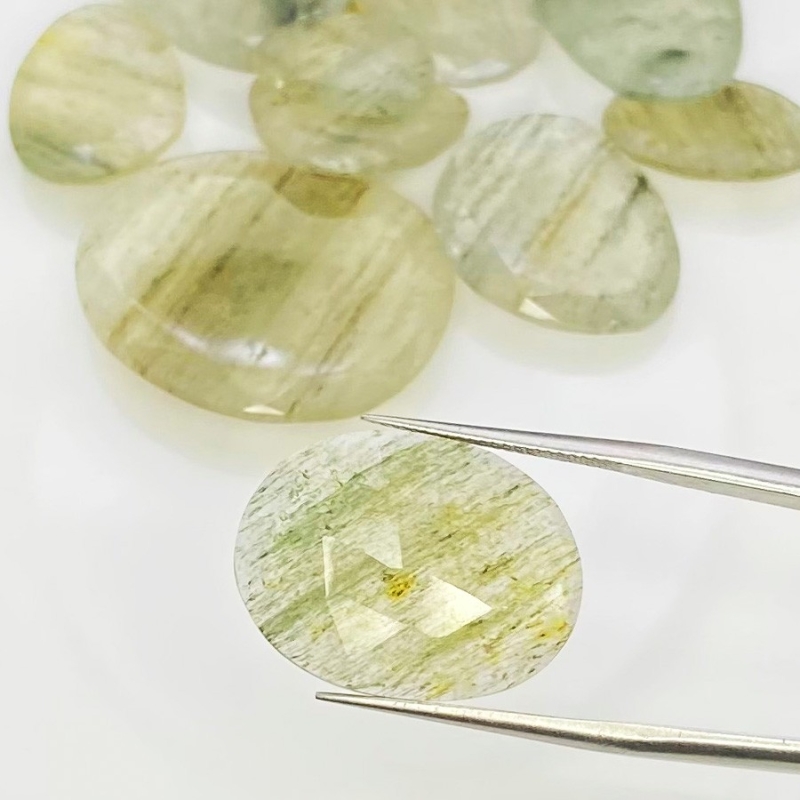 100.95 Carat Green Rutile 14-27mm Rose Cut Irregular Shape AA Grade Gemstones Parcel - Total 11 Pcs.