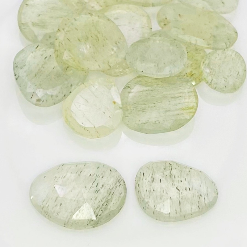 93.35 Carat Green Rutile 12.5-19.5mm Rose Cut Irregular Shape AA Grade Gemstones Parcel - Total 15 Pcs.