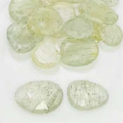 93.35 Carat Green Rutile 12.5-19.5mm Rose Cut Irregular Shape AA Grade Gemstones Parcel - Total 15 Pcs.