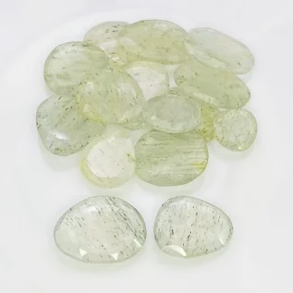 93.35 Carat Green Rutile 12.5-19.5mm Rose Cut Irregular Shape AA Grade Gemstones Parcel - Total 15 Pcs.