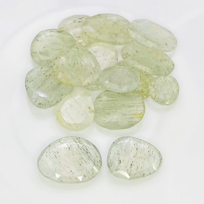 93.35 Carat Green Rutile 12.5-19.5mm Rose Cut Irregular Shape AA Grade Gemstones Parcel - Total 15 Pcs.