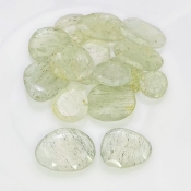 93.35 Carat Green Rutile 12.5-19.5mm Rose Cut Irregular Shape AA Grade Gemstones Parcel - Total 15 Pcs.