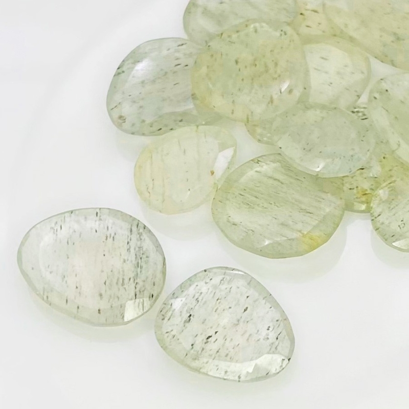 93.35 Carat Green Rutile 12.5-19.5mm Rose Cut Irregular Shape AA Grade Gemstones Parcel - Total 15 Pcs.