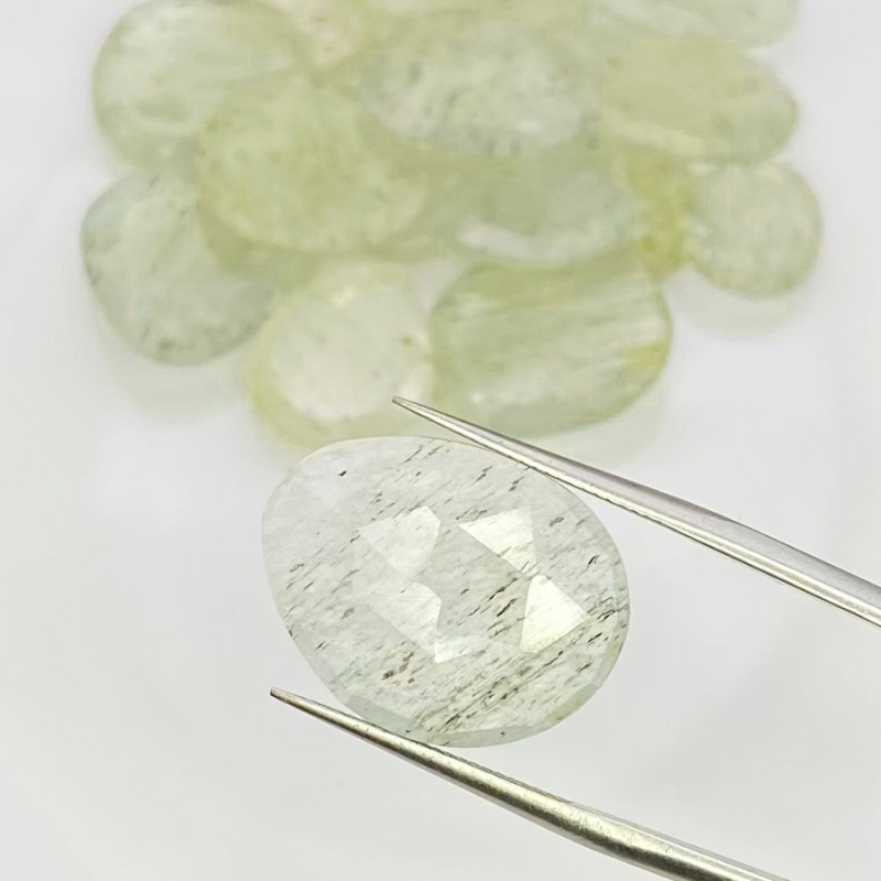 93.35 Carat Green Rutile 12.5-19.5mm Rose Cut Irregular Shape AA Grade Gemstones Parcel - Total 15 Pcs.