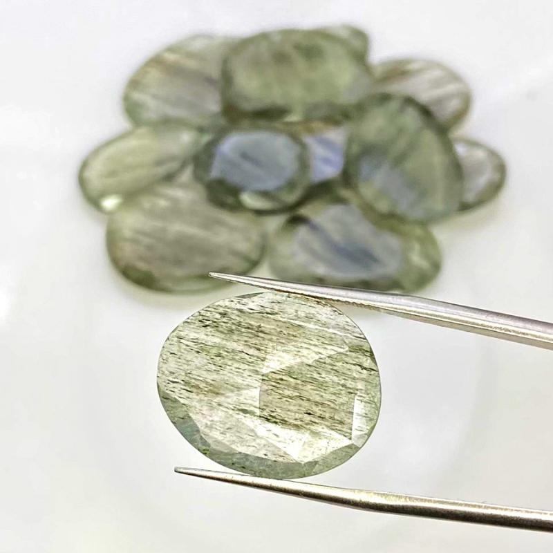 120.7 Carat Green Rutile 15-30mm Rose Cut Irregular Shape AA Grade Gemstones Parcel - Total 12 Pcs.