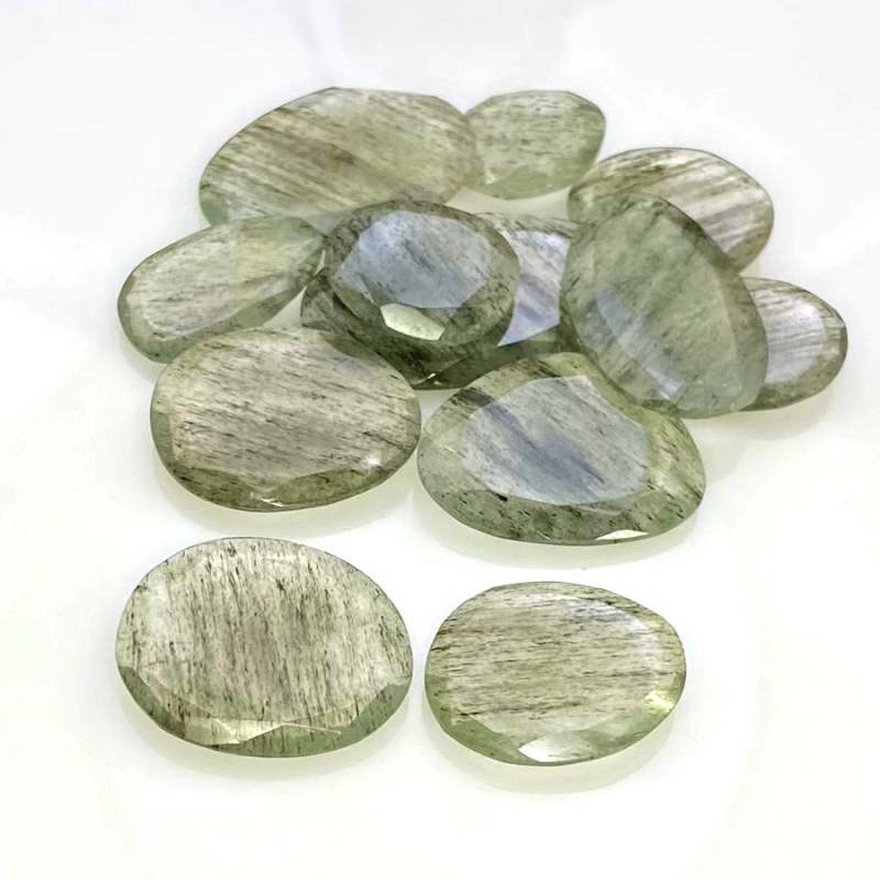 120.7 Carat Green Rutile 15-30mm Rose Cut Irregular Shape AA Grade Gemstones Parcel - Total 12 Pcs.