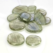 120.7 Carat Green Rutile 15-30mm Rose Cut Irregular Shape AA Grade Gemstones Parcel - Total 12 Pcs.