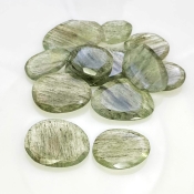 120.7 Carat Green Rutile 15-30mm Rose Cut Irregular Shape AA Grade Gemstones Parcel - Total 12 Pcs.