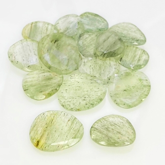 110.95 Carat Green Rutile 13.5-23mm Rose Cut Irregular Shape AA Grade Gemstones Parcel - Total 16 Pcs.