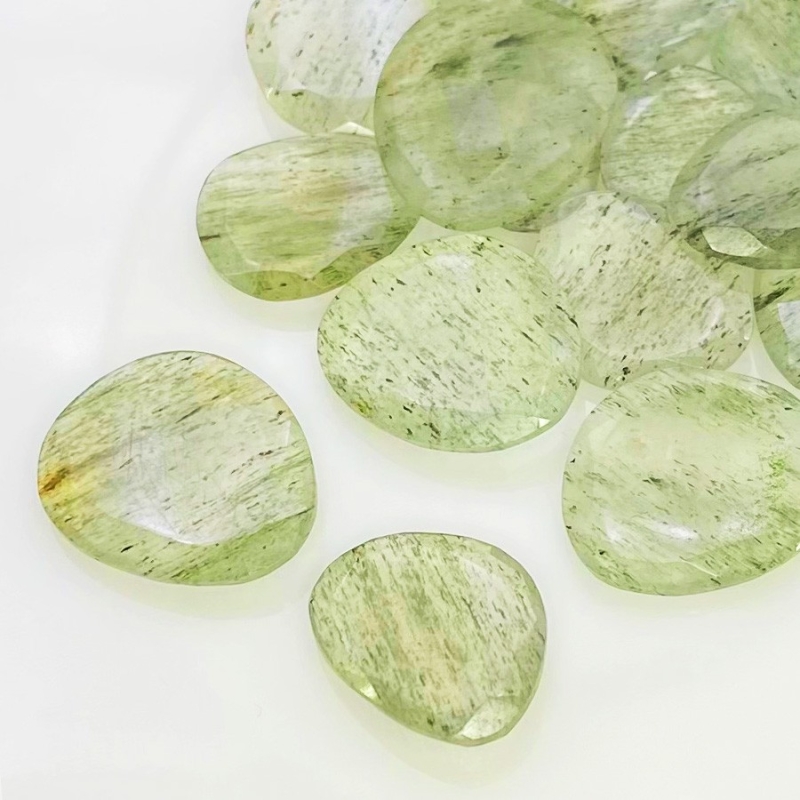 110.95 Carat Green Rutile 13.5-23mm Rose Cut Irregular Shape AA Grade Gemstones Parcel - Total 16 Pcs.