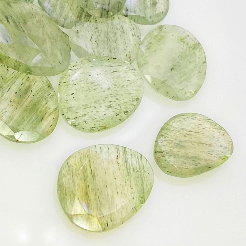 110.95 Carat Green Rutile 13.5-23mm Rose Cut Irregular Shape AA Grade Gemstones Parcel - Total 16 Pcs.