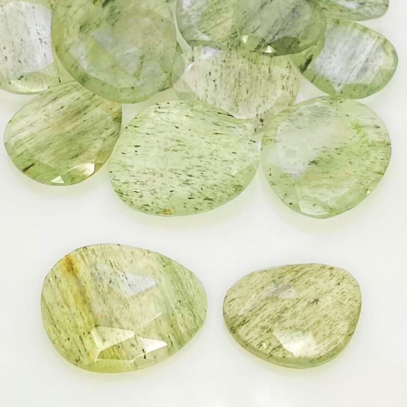 110.95 Carat Green Rutile 13.5-23mm Rose Cut Irregular Shape AA Grade Gemstones Parcel - Total 16 Pcs.