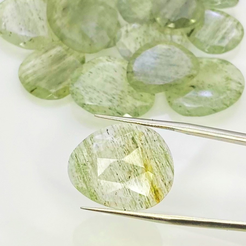 110.95 Carat Green Rutile 13.5-23mm Rose Cut Irregular Shape AA Grade Gemstones Parcel - Total 16 Pcs.
