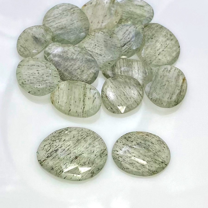 105.4 Carat Green Rutile 15-22mm Rose Cut Irregular Shape AA Grade Gemstones Parcel - Total 15 Pcs.