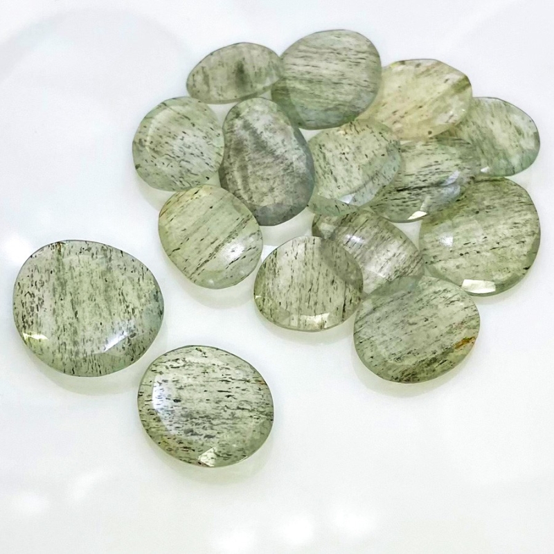 105.4 Carat Green Rutile 15-22mm Rose Cut Irregular Shape AA Grade Gemstones Parcel - Total 15 Pcs.