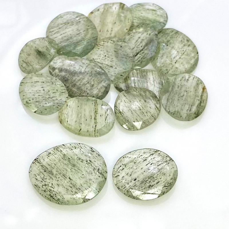 105.4 Carat Green Rutile 15-22mm Rose Cut Irregular Shape AA Grade Gemstones Parcel - Total 15 Pcs.