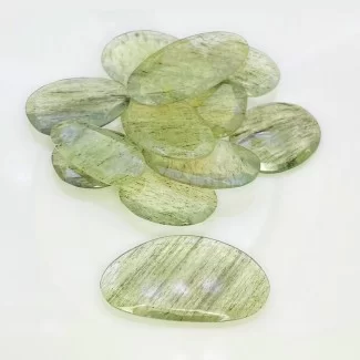 145.75 carat Green Rutile 18.5-36mm Rose Cut Irregular Shape AA Grade Gemstones Parcel - Total 12 Pcs.