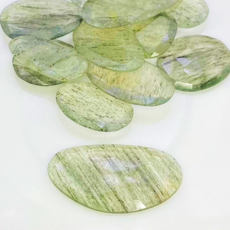 145.75 carat Green Rutile 18.5-36mm Rose Cut Irregular Shape AA Grade Gemstones Parcel - Total 12 Pcs.