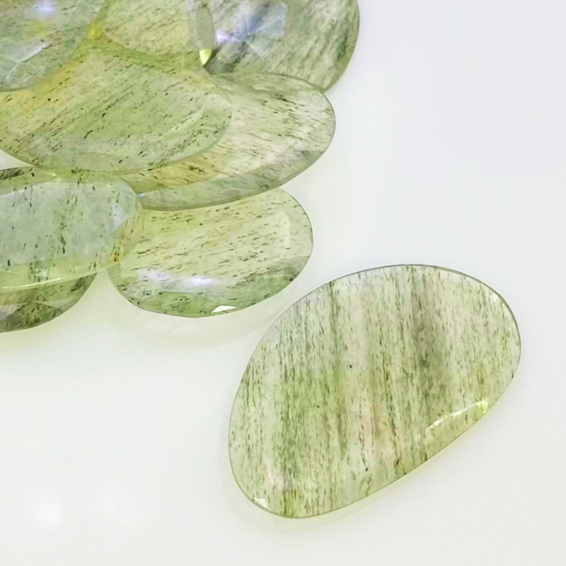145.75 carat Green Rutile 18.5-36mm Rose Cut Irregular Shape AA Grade Gemstones Parcel - Total 12 Pcs.