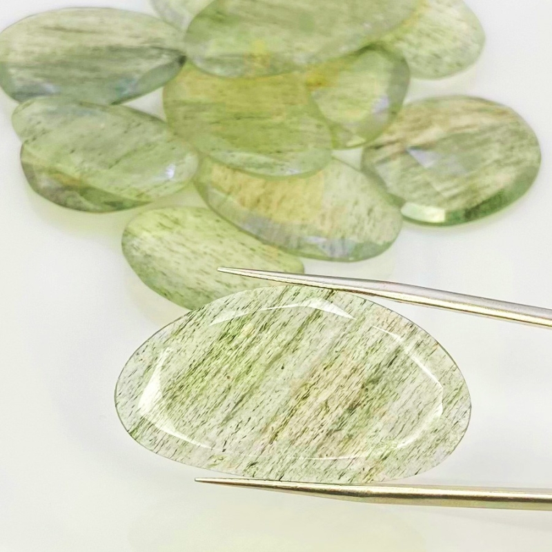 145.75 carat Green Rutile 18.5-36mm Rose Cut Irregular Shape AA Grade Gemstones Parcel - Total 12 Pcs.