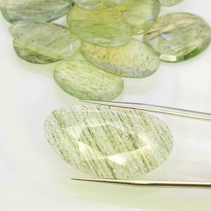 145.75 carat Green Rutile 18.5-36mm Rose Cut Irregular Shape AA Grade Gemstones Parcel - Total 12 Pcs.