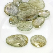 147.55 Carat Green Rutile 16-32mm Rose Cut Irregular Shape AA Grade Gemstones Parcel - Total 13 Pcs.