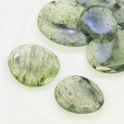 128.95 Carat Green Rutile 21-33mm Rose Cut Irregular Shape AA Grade Gemstones Parcel - Total 7 Pcs.