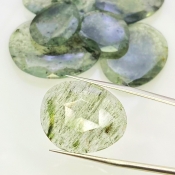 128.95 Carat Green Rutile 21-33mm Rose Cut Irregular Shape AA Grade Gemstones Parcel - Total 7 Pcs.