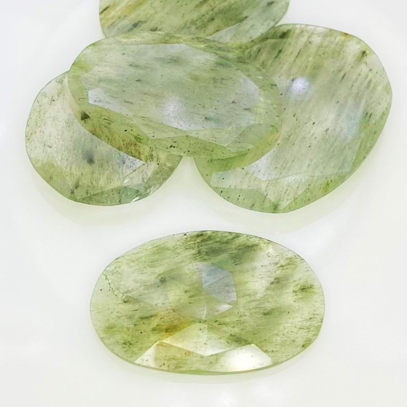 131.75 Carat Green Rutile 29-38mm Rose Cut Irregular Shape AA Grade Gemstones Parcel - Total 5 Pcs.