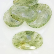 131.75 Carat Green Rutile 29-38mm Rose Cut Irregular Shape AA Grade Gemstones Parcel - Total 5 Pcs.