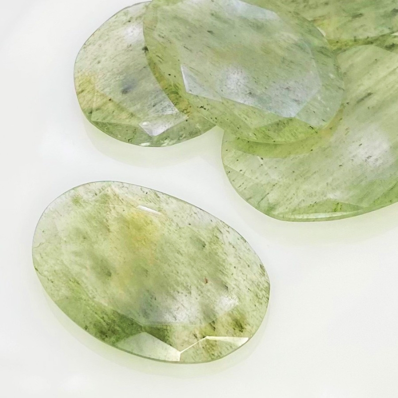 131.75 Carat Green Rutile 29-38mm Rose Cut Irregular Shape AA Grade Gemstones Parcel - Total 5 Pcs.