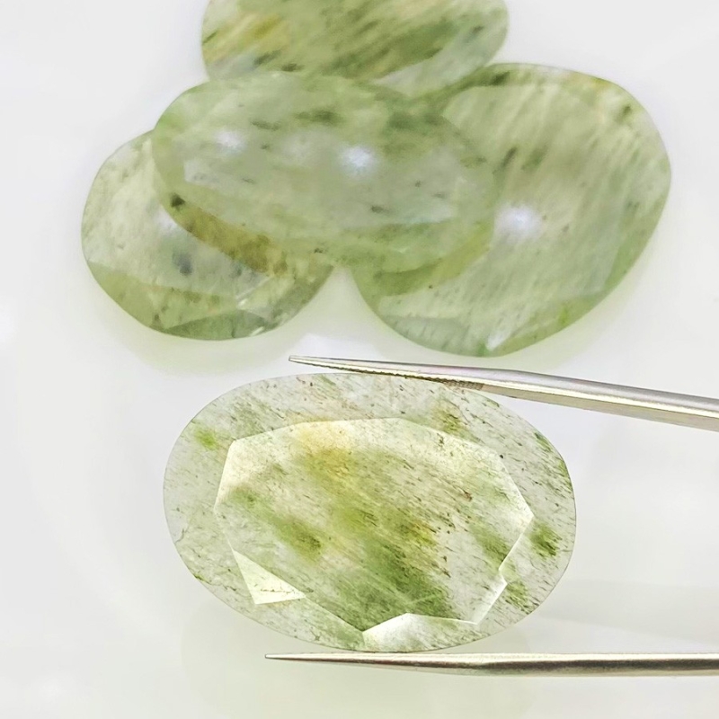 131.75 Carat Green Rutile 29-38mm Rose Cut Irregular Shape AA Grade Gemstones Parcel - Total 5 Pcs.
