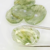 131.75 Carat Green Rutile 29-38mm Rose Cut Irregular Shape AA Grade Gemstones Parcel - Total 5 Pcs.