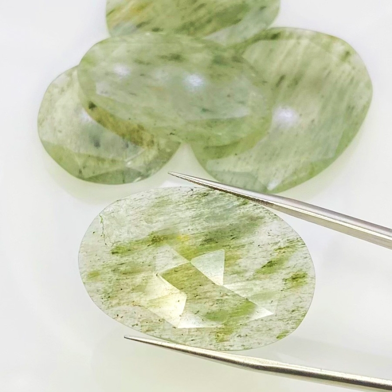 131.75 Carat Green Rutile 29-38mm Rose Cut Irregular Shape AA Grade Gemstones Parcel - Total 5 Pcs.