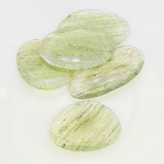 126.95 Carat Green Rutile 30-41mm Rose Cut Irregular Shape AA Grade Gemstones Parcel - Total 5 Pcs.