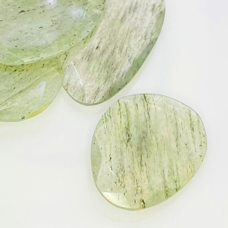 126.95 Carat Green Rutile 30-41mm Rose Cut Irregular Shape AA Grade Gemstones Parcel - Total 5 Pcs.