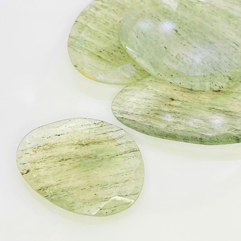 126.95 Carat Green Rutile 30-41mm Rose Cut Irregular Shape AA Grade Gemstones Parcel - Total 5 Pcs.