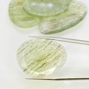 126.95 Carat Green Rutile 30-41mm Rose Cut Irregular Shape AA Grade Gemstones Parcel - Total 5 Pcs.