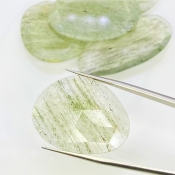 126.95 Carat Green Rutile 30-41mm Rose Cut Irregular Shape AA Grade Gemstones Parcel - Total 5 Pcs.