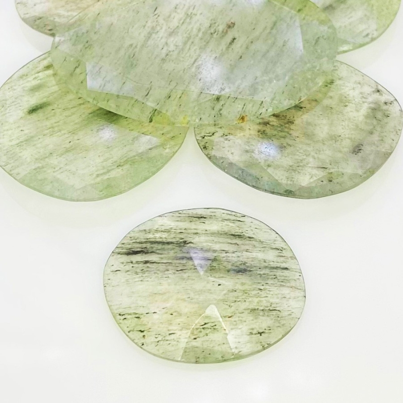 148.3 Carat Green Rutile 27-43mm Rose Cut Irregular Shape AA Grade Gemstones Parcel - Total 6 Pcs.