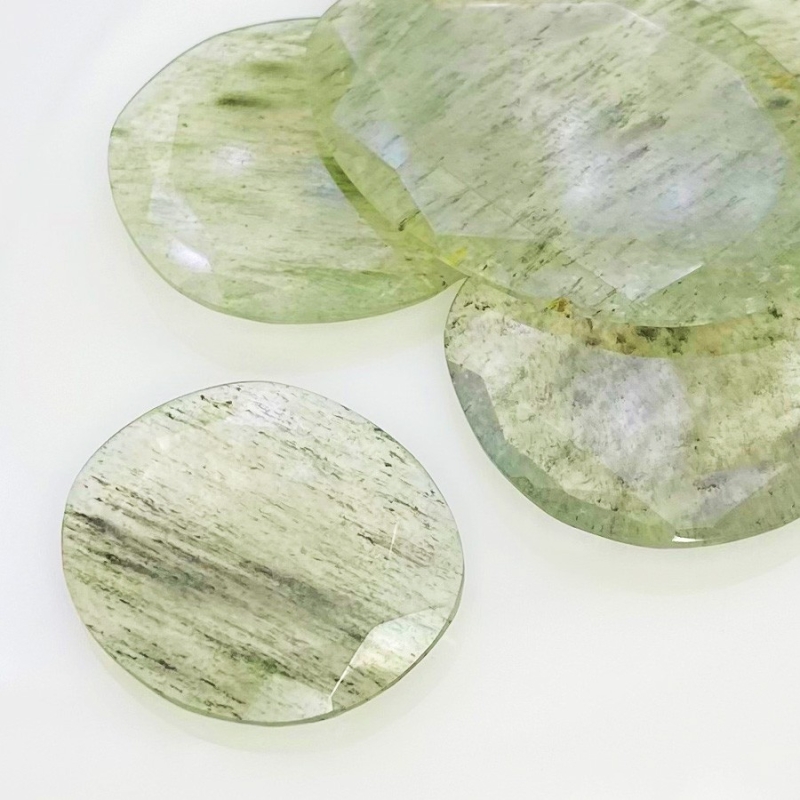 148.3 Carat Green Rutile 27-43mm Rose Cut Irregular Shape AA Grade Gemstones Parcel - Total 6 Pcs.