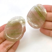 92.4 Carat Green Rutile 44x32mm Rose Cut Irregular Shape AA Grade Gemstones Parcel - Total 2 Pcs.
