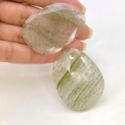 92.4 Carat Green Rutile 44x32mm Rose Cut Irregular Shape AA Grade Gemstones Parcel - Total 2 Pcs.