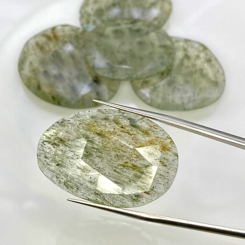 134.75 Carat Green Rutile 28-35mm Rose Cut Irregular Shape AA Grade Gemstones Parcel - Total 5 Pcs.